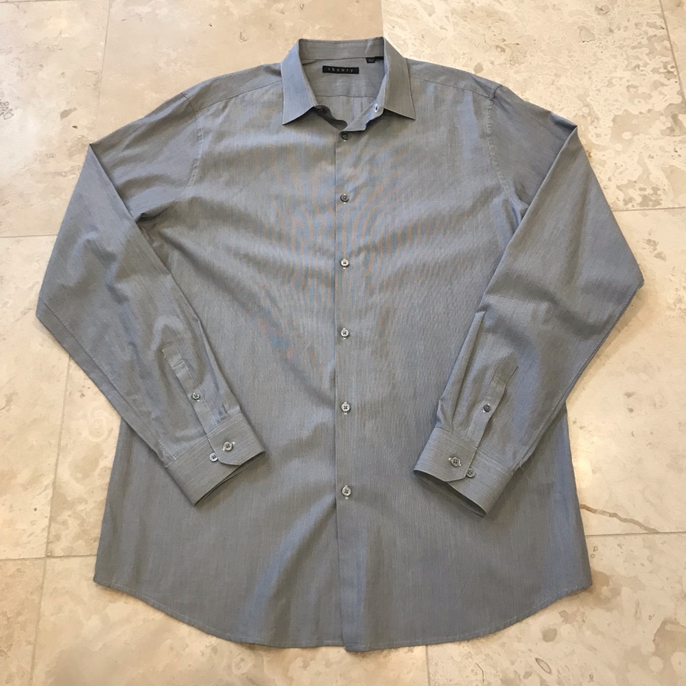 Theory black and white lined Button Down Shirt